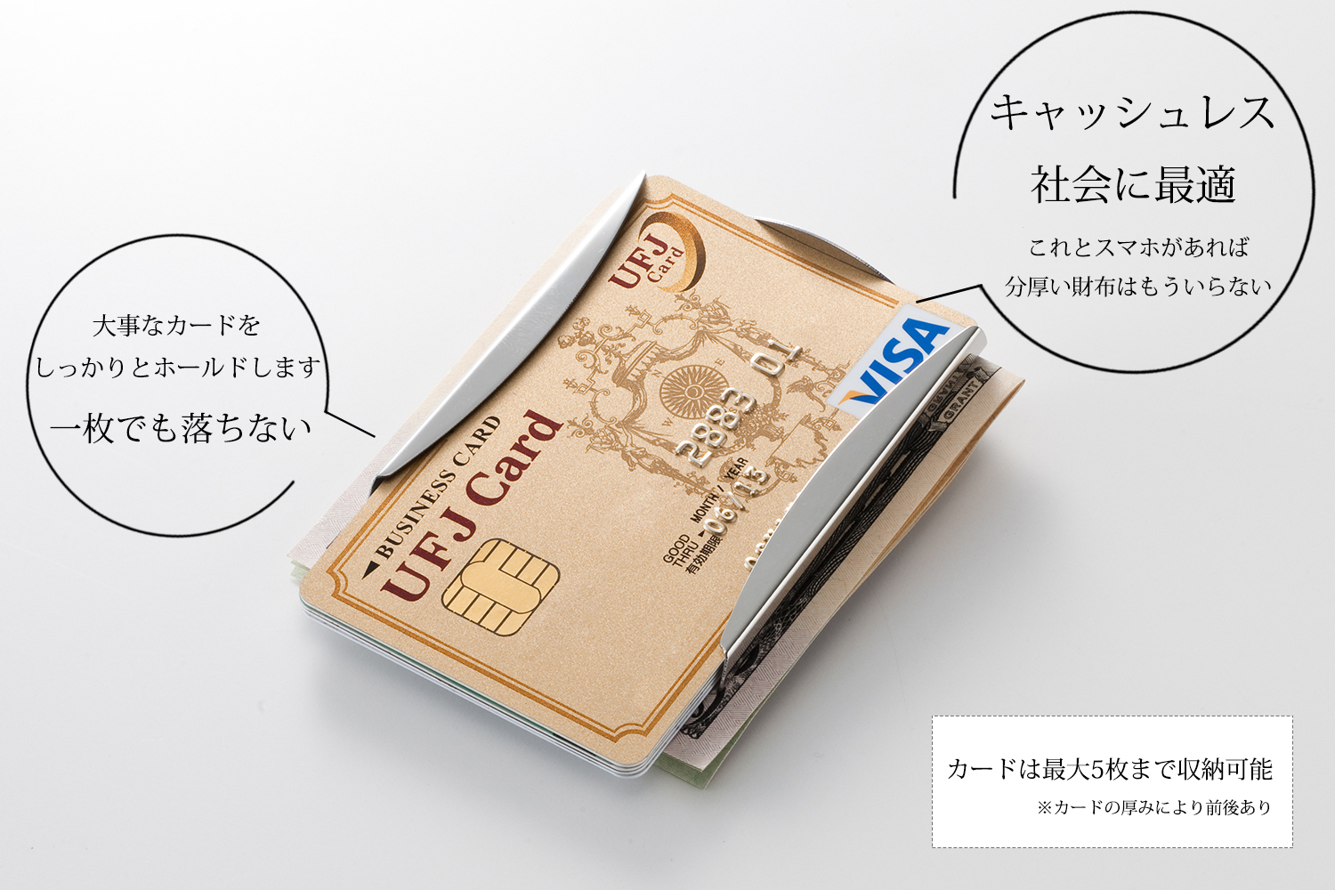 STORUS スマートマネークリップを使用した際の薄型デザインの特徴